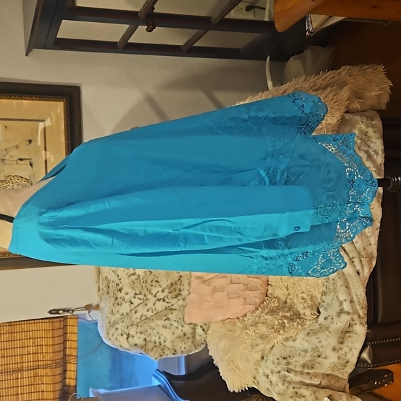 CHICO'S size 3 (16) Teal Tunic - Picture 3 of 5